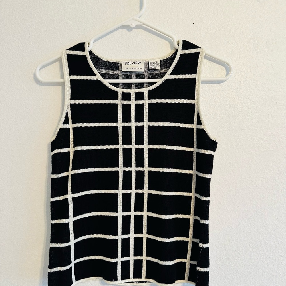 Preview Collection French style Knitted Black & White Vest plaid design size XS